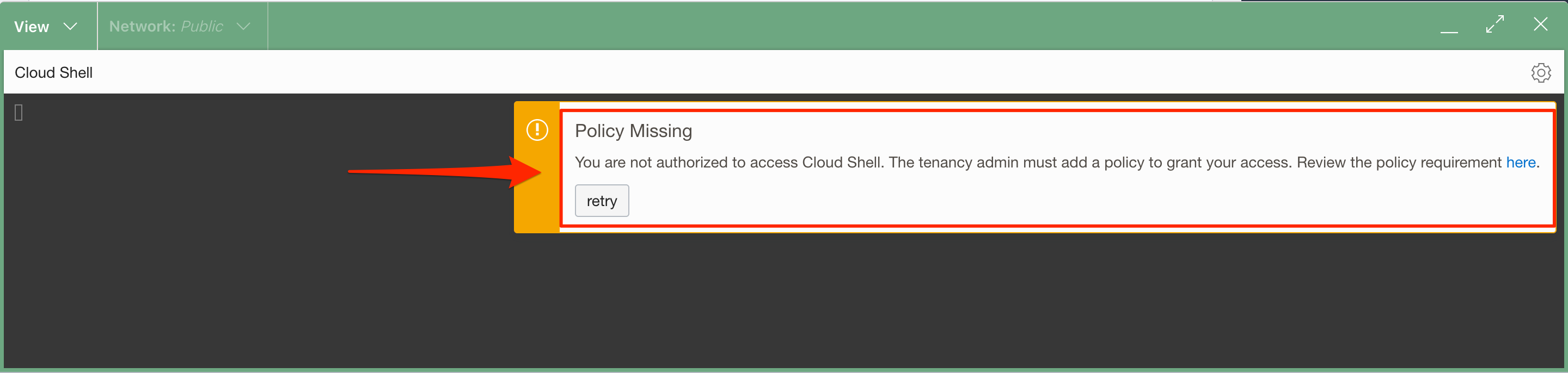 Policy Missing Error